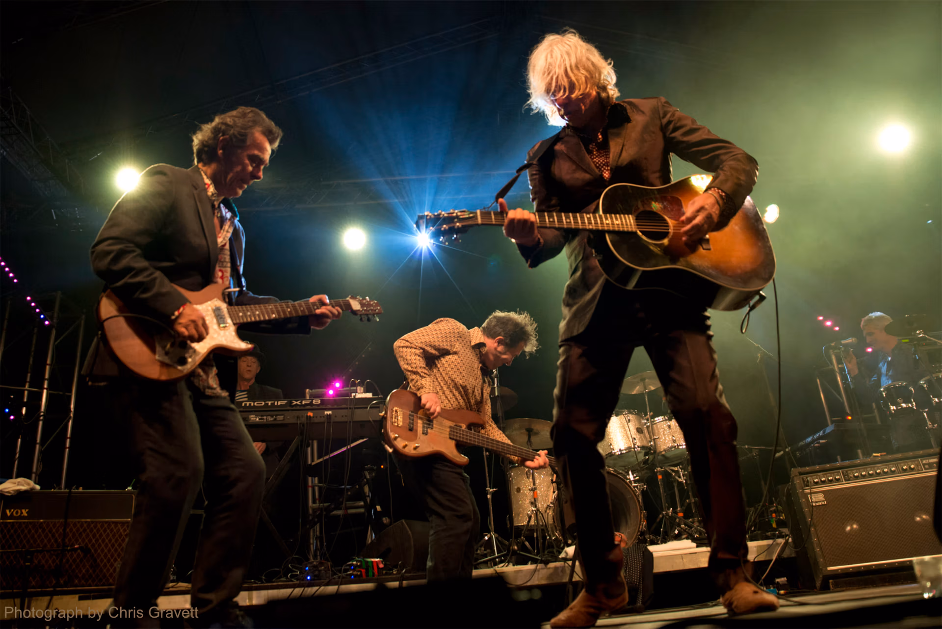 Sir Bob Geldof performing with the Boomtown Rats members at LodeStar Festival on the Fields of LodeStar near Cambridge, UK