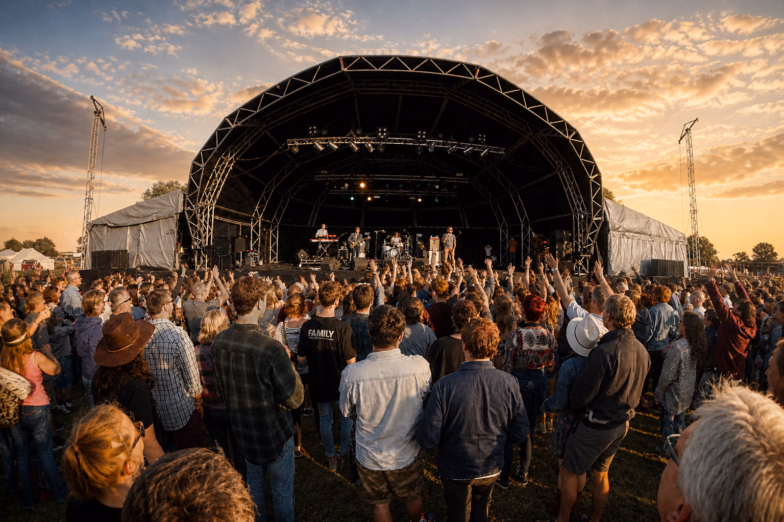 The Hoosiers performing on LodeStar Festival's main stage in the Fields of LodeStar near Cambridge UK